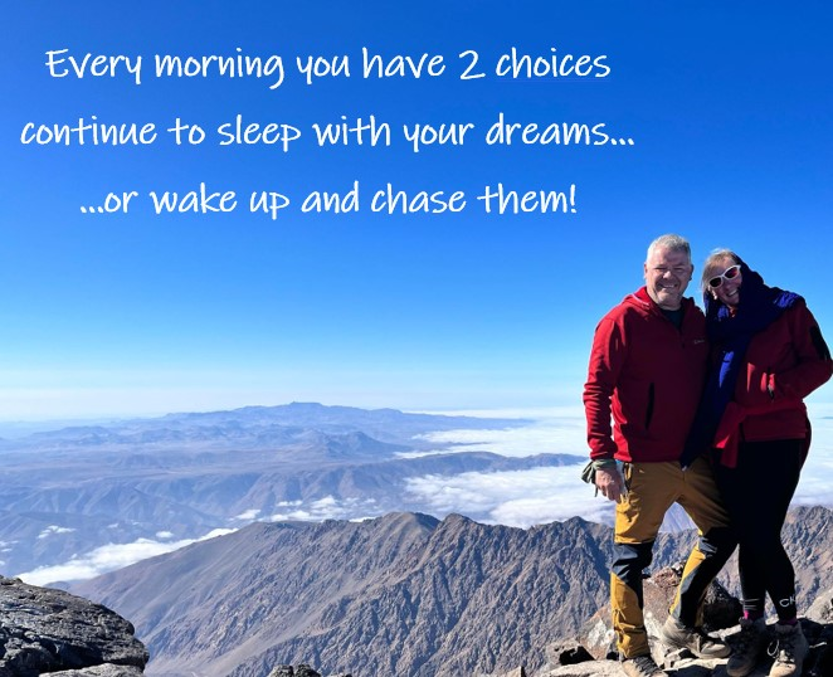 My Wife and I at the top of Toubkal, the Highest Peak in North Africa, a Couple of Months Before Summiting Kilimanjaro!